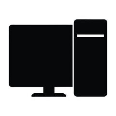 office computer vector silhouette icon - ideal for business, office, or remote work graphics.