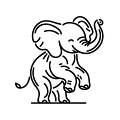 Fototapeta premium Cute Cartoon Elephant Line Art Adorable Baby Elephant Illustration