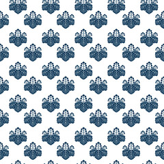 Paulownia Seamless Japanese Traditional Pattern Background in Navy Blue for textile, background, kimono, and decoration design
