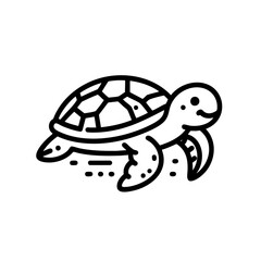 Sea Turtle Line Art  Cute Ocean Animal Illustration