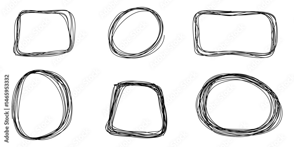 Poster hand drawn scribble line circles. doodle circular for message note mark design element. vector illus