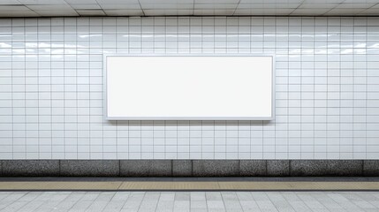 Blank Sign in Modern Subway Room