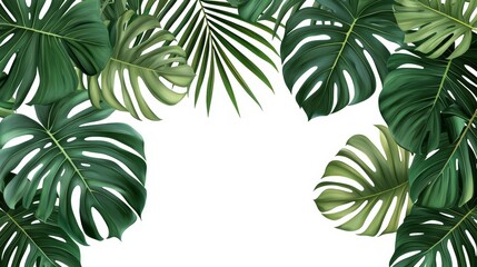 Lush Green Palm Leaves Natural Frame Design