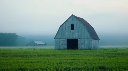 Serene Morning on a Quiet Farm Field