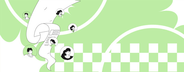 Personnel doing job interview flat vector concept operation hand drawn illustration
