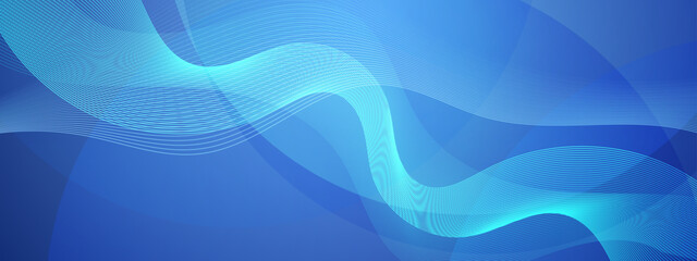 Blue and cyan wavy lines on a blue background artistic background suitable for digital designs or abstract concepts of technology.