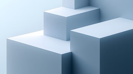 Obraz premium Abstract Blue Cubes 3D Geometric Background Minimalist Design