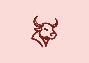 Bull head logo for power, sports, or masculine brand identity.