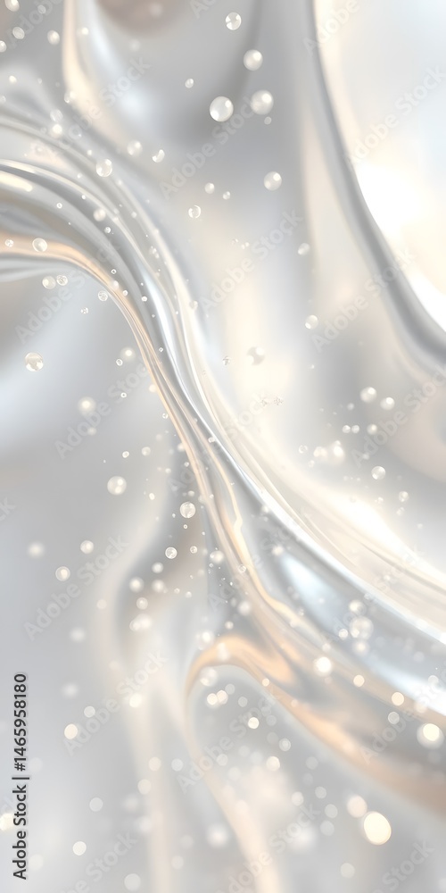 Fototapete metallic chrome particles flowing gently, a mesmerizing dance of light and reflection, smooth gradie
