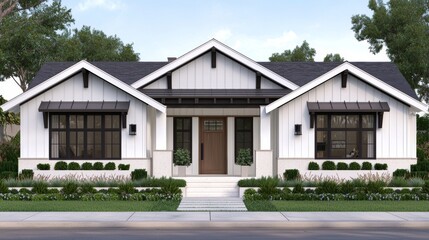 Charming Cottage House Exterior Design with Landscaping