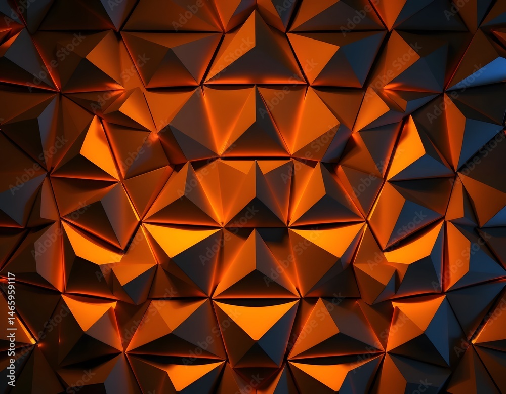 Fototapete Captivating 3d Triangles, An Abstract Geometric Pattern, Dynamic Lighting Creates Depth. Mesmerizing Shapes Intertwine Creating A Modern Backdrop. Abstract Art Is Beautiful, Enjoy It Now.