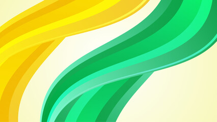 Green and yellow curved lines on a white background. Suitable for abstract backgrounds, modern designs, technology concepts, and artistic projects.