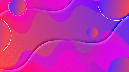 Gradient background with pink and purple wavy shapes and circles for artistic designs, invitations, social media posts, and web graphics.