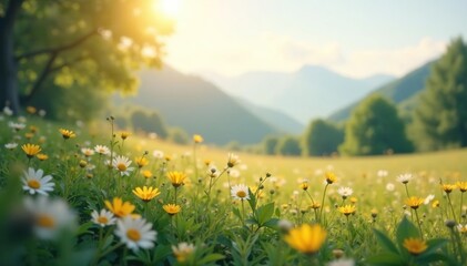 Fototapeta premium Soft blurred natural landscape, calming tones, presentation, pastel, tranquil