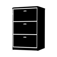 filing cabinet vector silhouette icon - ideal for business, office, or remote work graphics.