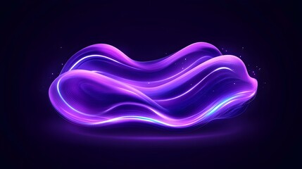 Abstract glowing purple and blue wave form, dark background.  Smooth, elegant curves create a dynamic, energetic design