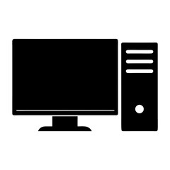 office computer vector silhouette icon - ideal for business, office, or remote work graphics.