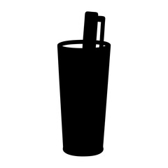 pen holder vector silhouette icon - ideal for business, office, or remote work graphics.