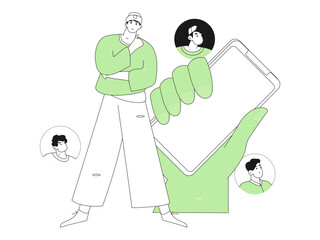 Personnel doing job interview flat vector concept operation hand drawn illustration
