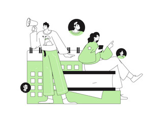 Personnel doing job interview flat vector concept operation hand drawn illustration
