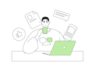 Personnel doing job interview flat vector concept operation hand drawn illustration
