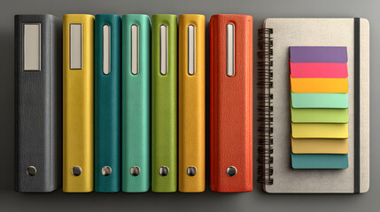 Colorful Office Folders and Notebook Organization and Productivity