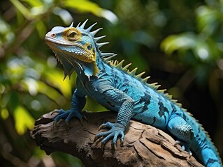 Fototapeta premium Sunbathing Green Iguana by the New River in Belize