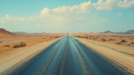 Desert road leading to horizon
