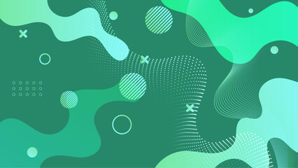 Abstract green background with wavy lines and circles. Suitable for designs related to nature, ecofriendly products, and sustainability themes.