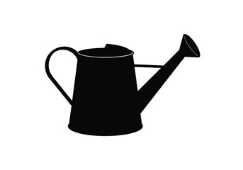 Watering can silhouette. This image shows a silhouette of a watering can pouring water, used for gardening and plant care. Vector clipart illustration design.
