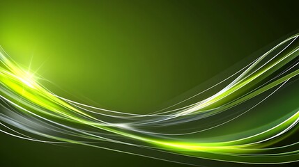 Abstract swirling green and light lines