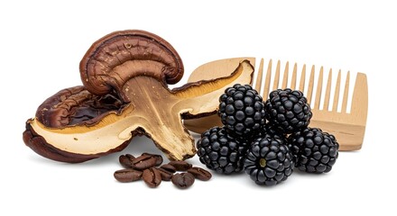 Mushroom Blackberry and Coffee Bean Still Life