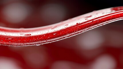 Close Up of a Wet Red Curve Against a Blurred Background