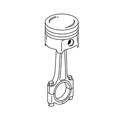 Engine Piston and Connecting Rod Black Outline, Spare Part Detail