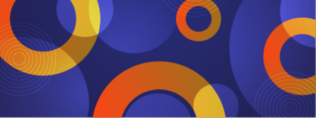 Obraz premium Abstract orange and yellow circles on blue background. Muted color palette ideal for design projects, digital backgrounds, and artistic creations.