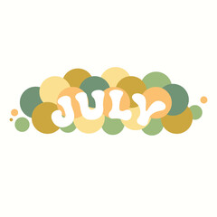 Hello July. July month vector. Illustration month July. Hello July vector template. Design for banner, greeting cards or print.
