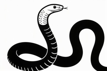 Fototapeta premium Anaconda snake drawing is a striking black and white illustration perfect for nature books, educational materials, wildlife documentaries, and posters.