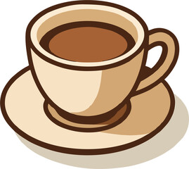 Cartoon Coffee Cup Vector – Simple Cute Coffee Mug Illustration for Café and Menu Designs