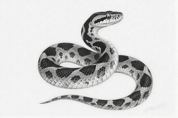 Obraz premium Anaconda snake drawing a detailed black and white illustration of a reticulated python.