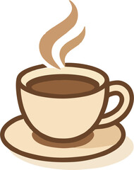 Cartoon Coffee Cup Vector – Hot Drink Clipart for Café, Menu, and Breakfast Design
