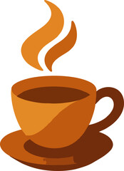 Warm Brown Coffee Cup Vector with Steam – Flat Style Hot Beverage Illustration