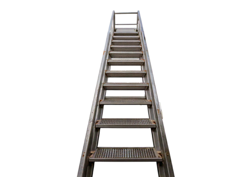 Metal ladder isolated on transparent or white background