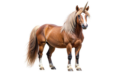 Obraz premium Horse With Long Mane And Horn On Transparent Background