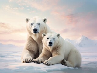 Sleeping Polar Bears Snuggled in Snow, Alaska