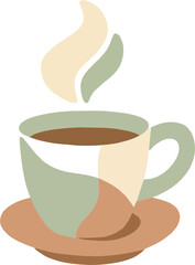 Minimalist Green Coffee Cup Vector with Steam – Flat Style Hot Drink Illustration