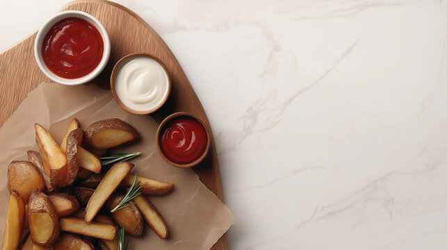 Delicious French Fries with Dipping Sauces for National French Fry Day Celebration