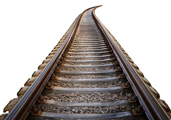 Steel railway isolated on transparent or white background