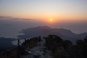 Beautiful sunset at Lantau Peak - Fung Wong Shan,  Lantau Island, Hong Kong