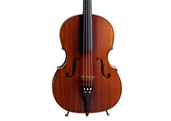 Fototapeta premium Traditional wooden string instrument with dark brown finish isolated on transparent or white background