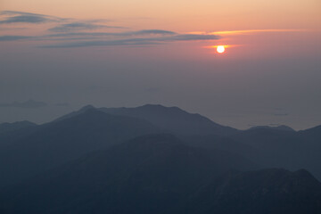 Beautiful sunset at Lantau Peak - Fung Wong Shan,  Lantau Island, Hong Kong